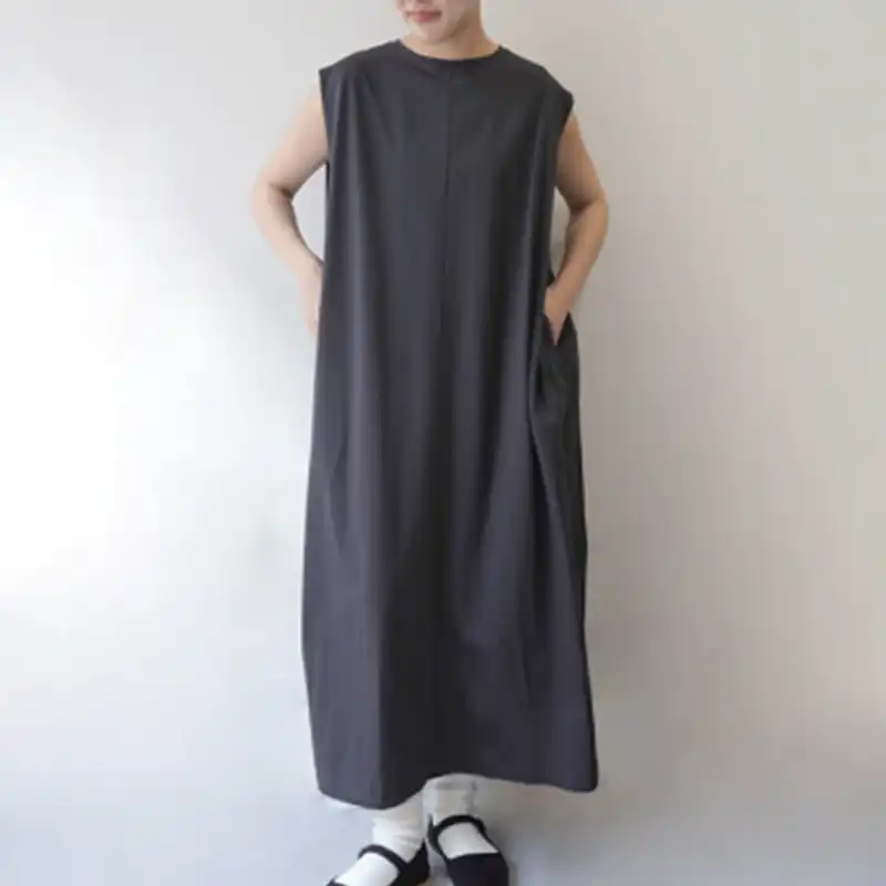 mao made インタックノースリーブワンピース/スミクロ90 【日本製】
